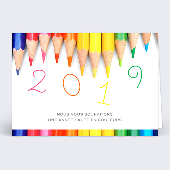 Carte de Voeux Entreprise Voeux crayons de couleurs