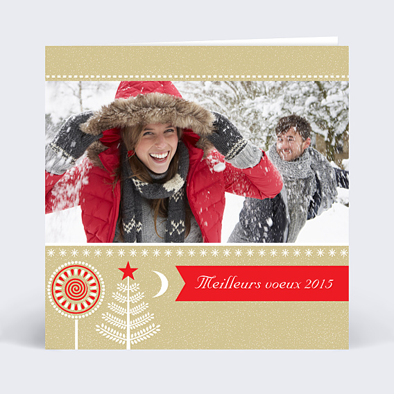 Carte de Voeux Particuliers Voeux arbre doré