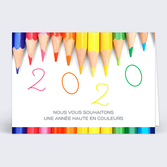 Carte de Voeux Particuliers Voeux crayons de couleurs