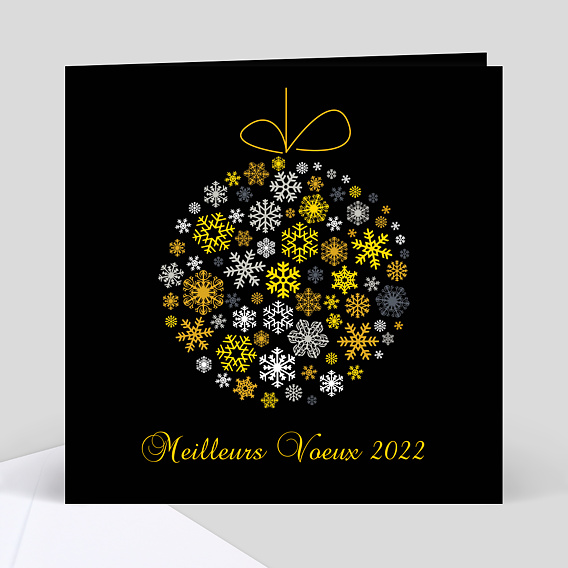 Carte de Voeux Entreprise Vœux et flocons 2022