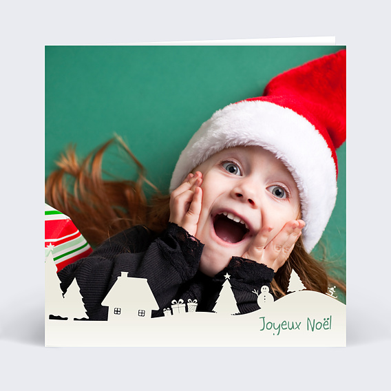 Carte de Noël Voeux paysage neige