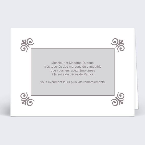 Remerciements Décès Cadre blanc