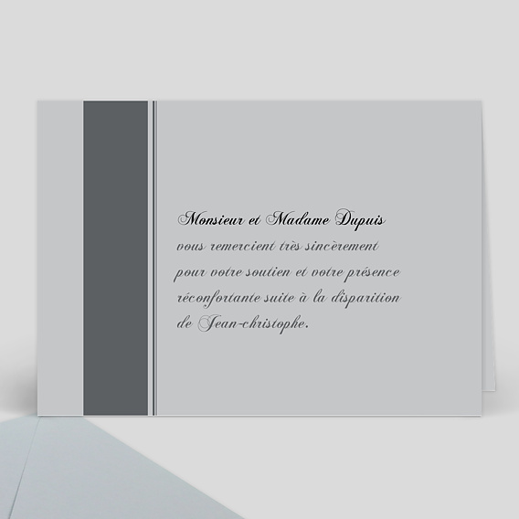 Remerciements Décès Bande Noire sur Fond Gris