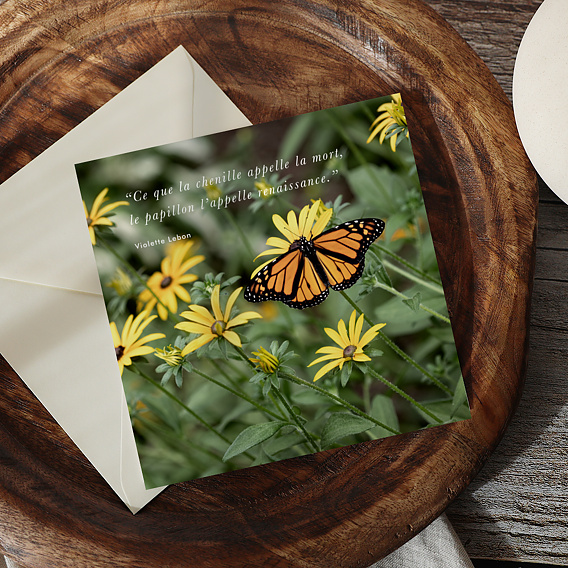 Carte remerciement décès Papillon Après 1