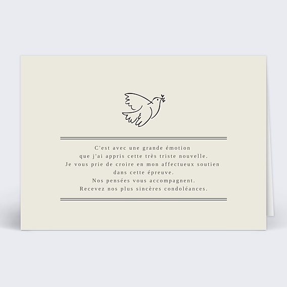 Carte de Condoléances Colombe Simple