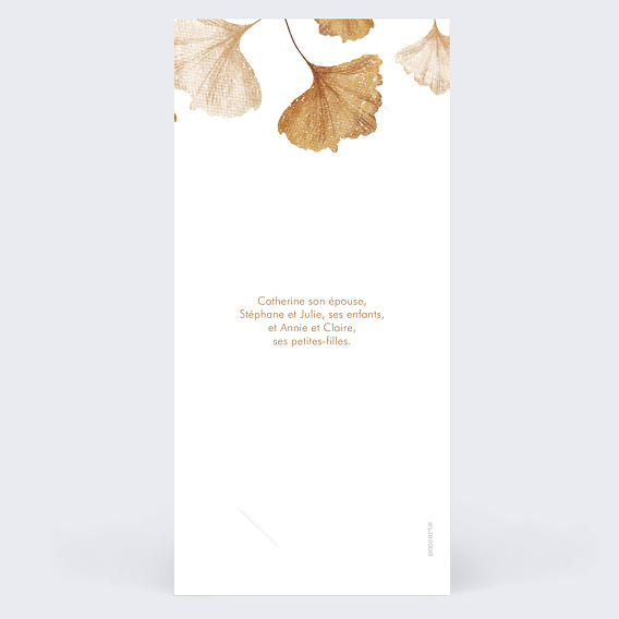 Carte remerciement décès Fleur Beige Verso