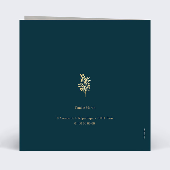 Carte remerciement décès Arbre doré Verso