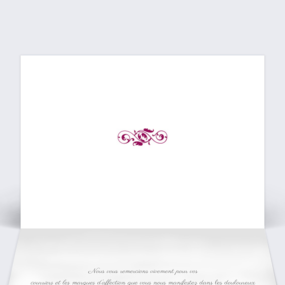 Carte remerciement décès Fleur Violette Intérieur Gauche