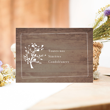 Carte Condoléances double demi couronne Fleurs roses