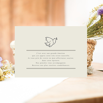 Carte de Condolances Colombe Simple