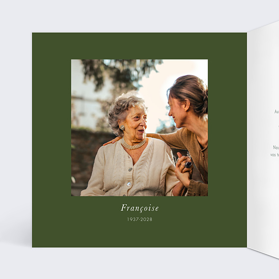 Carte remerciement décès Papillon Intérieur Gauche