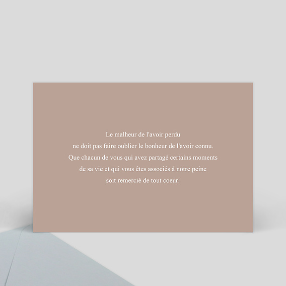 Carte remerciement décès Arbre Verso