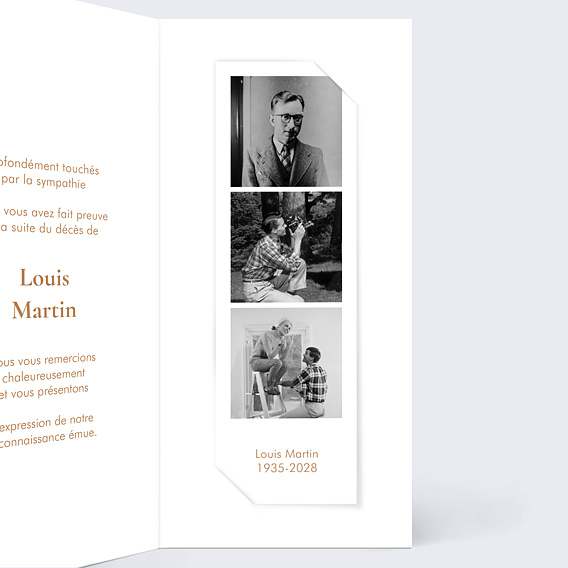 Carte remerciement décès Fleur Beige Intérieur Droit