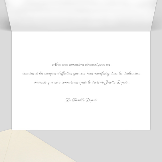 Carte remerciement décès Fleur Violette Intérieur Droit