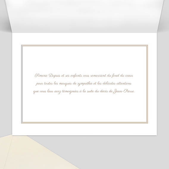 Carte remerciement décès Orchidée Blanche Intérieur Droit