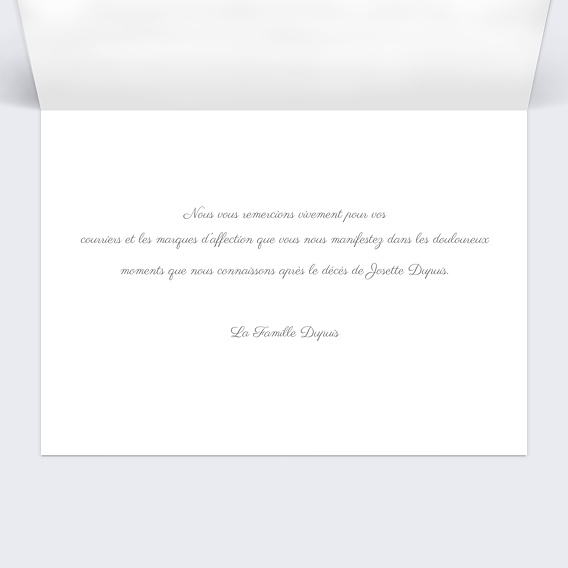 Carte remerciement décès Fleur Violette Intérieur Droit