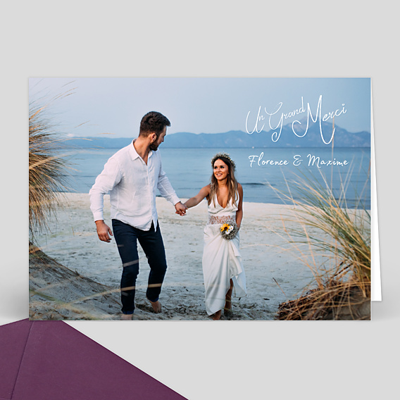 Remerciements mariage Carte de remerciement mariage signature