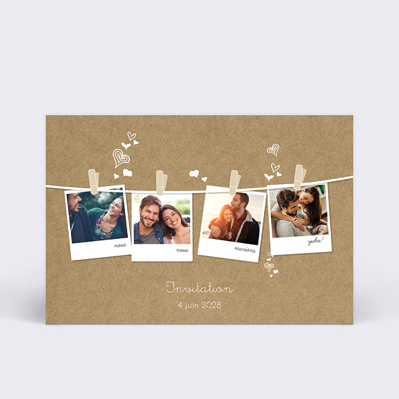 Cartes invitation mariage Corde à Linge Invitation Mariage