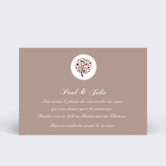 Cartes Invitation Mariage  Invitation mariage arbre marron