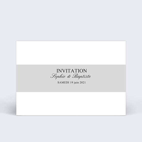 Cartes Invitation Mariage  Invitation mariage bandeau gris