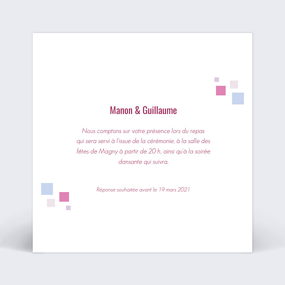 Cartes Invitation Mariage Invitation mariage formes carrées