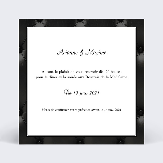 Cartes Invitation Mariage Invitation noir et blanc