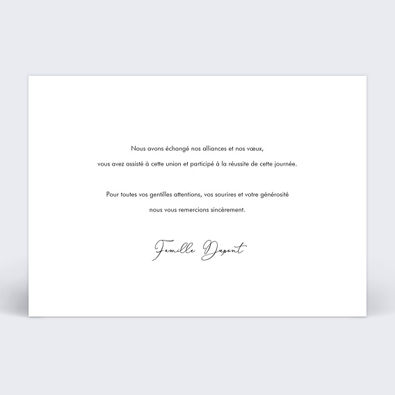Carte remerciement mariage Parents Verso