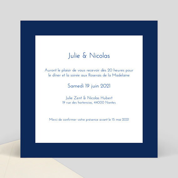 Cartes invitation mariage Modele Carte Invitation Mariage Chic Verso