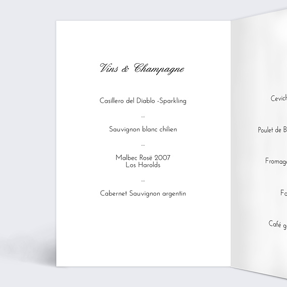Menu mariage Menu Classique Intérieur Gauche