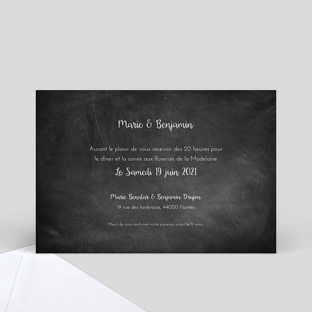 Invitation Mariage Jolie Craie Verso