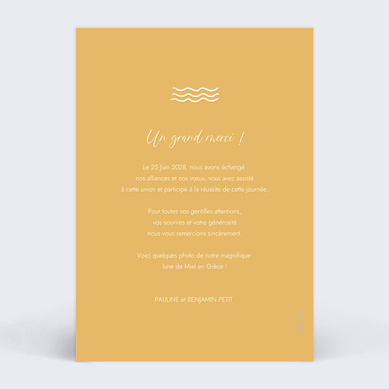 Remerciements mariage Voyage de Noces