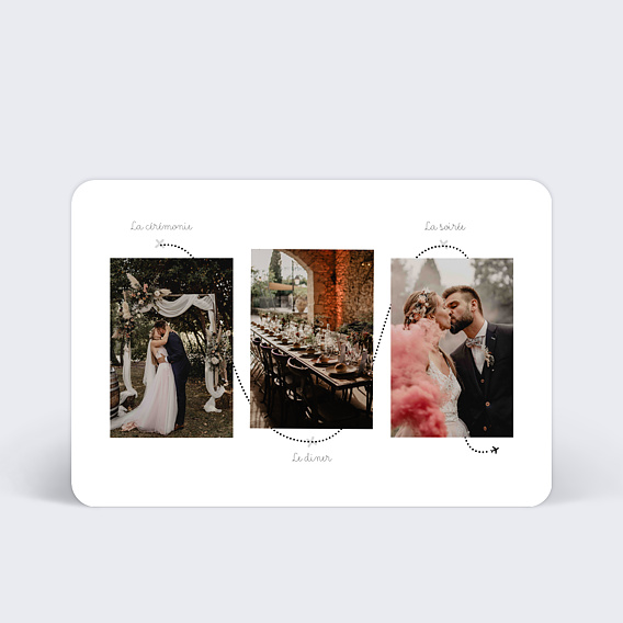 Carte remerciement mariage Voyage Rigolo