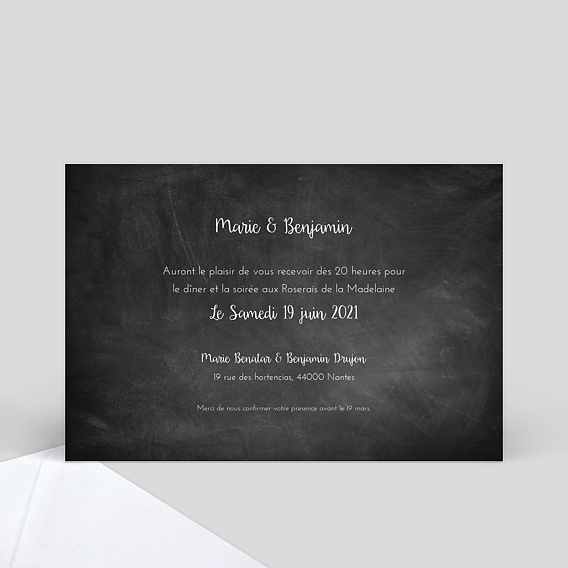 Cartes invitation mariage Jolie Craie Verso