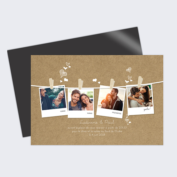 Cartes invitation mariage Corde à Linge Invitation Mariage