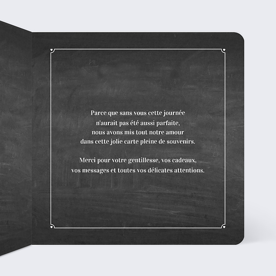 Carte remerciement mariage Photos Ardoise Intérieur Droit