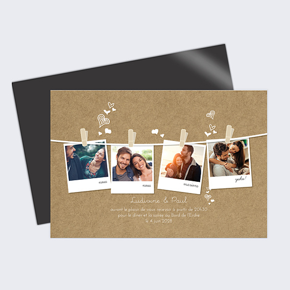 Cartes Invitation Mariage Corde à Linge Invitation Mariage