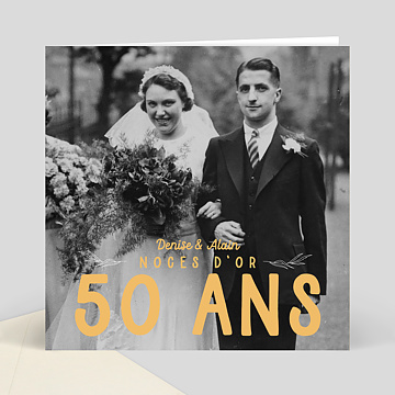Carte D Invitation Anniversaire De Mariage 50 Ans Colores