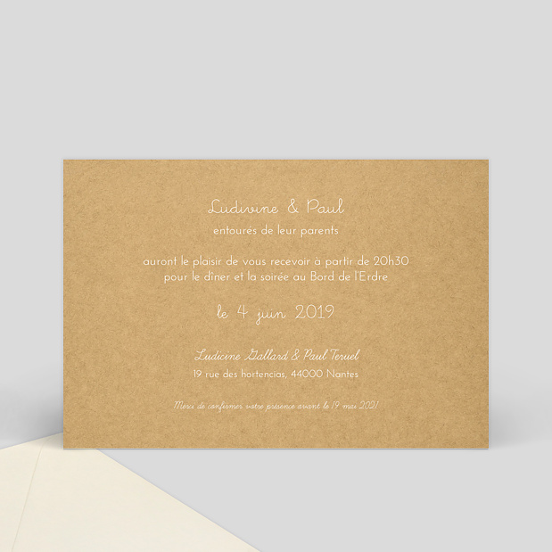 Corde a linge invitation mariage Verso