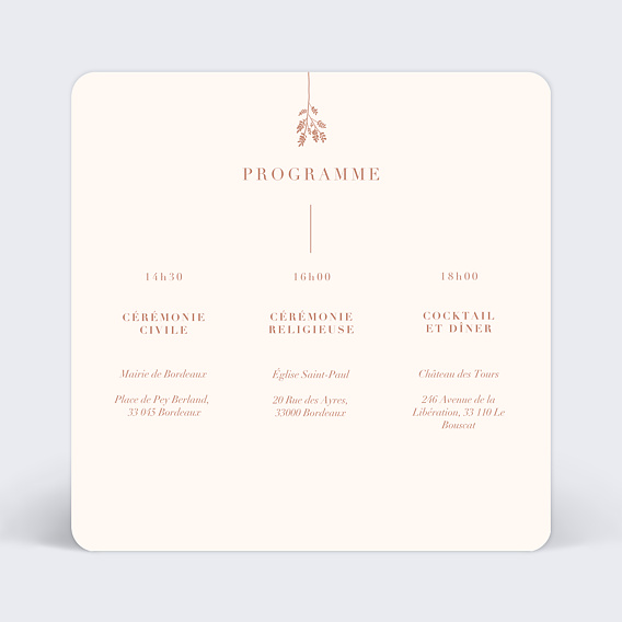 Cartes invitation mariage Botanica