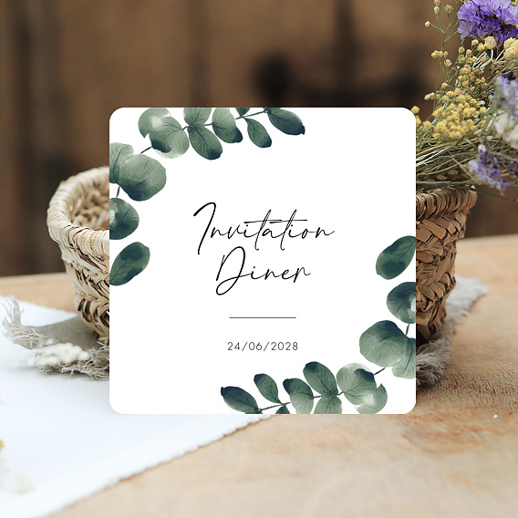 Cartes invitation mariage Branche d'Eucalyptus