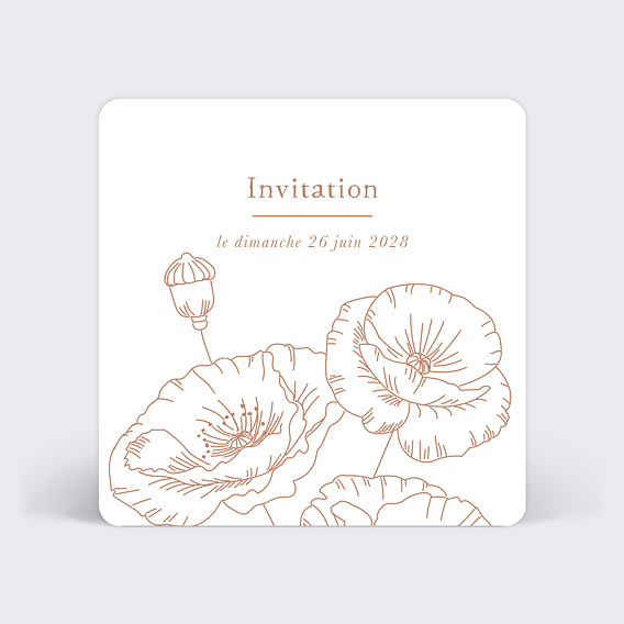 Cartes invitation mariage Coquelicot