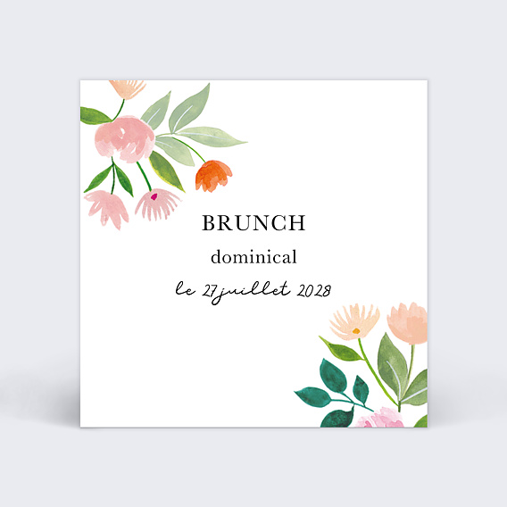 Cartes invitation mariage Couronne Champêtre Aquarelle