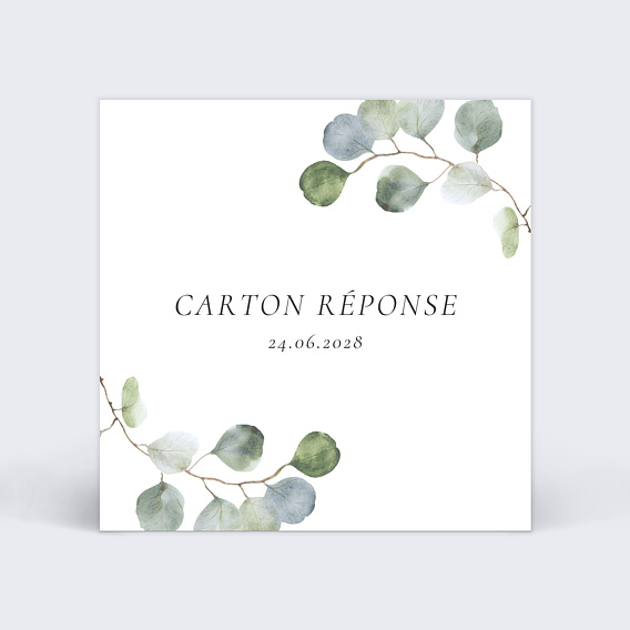 Carton réponse mariage Couronne Eucalyptus
