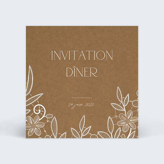 Cartes invitation mariage Dentelle Kraft