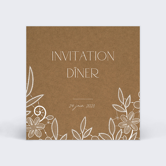 Cartes Invitation Mariage Dentelle Kraft