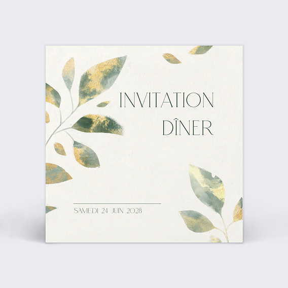 Cartes invitation mariage Feuilles de Jade