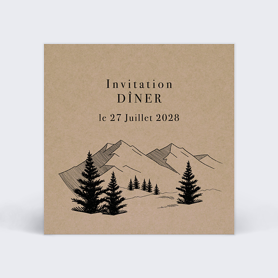 Cartes invitation mariage Idylle à la Montagne
