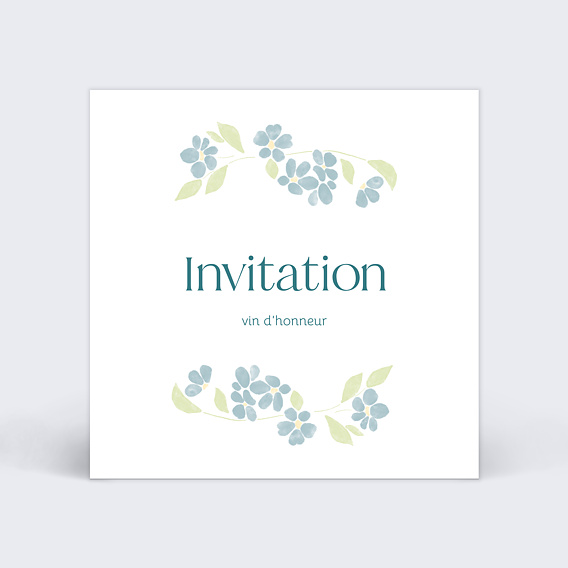 Cartes invitation mariage Petites fleurs bleues