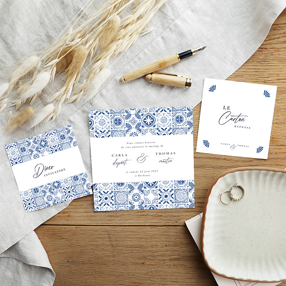 Cartes invitation mariage Azulejos Après 4