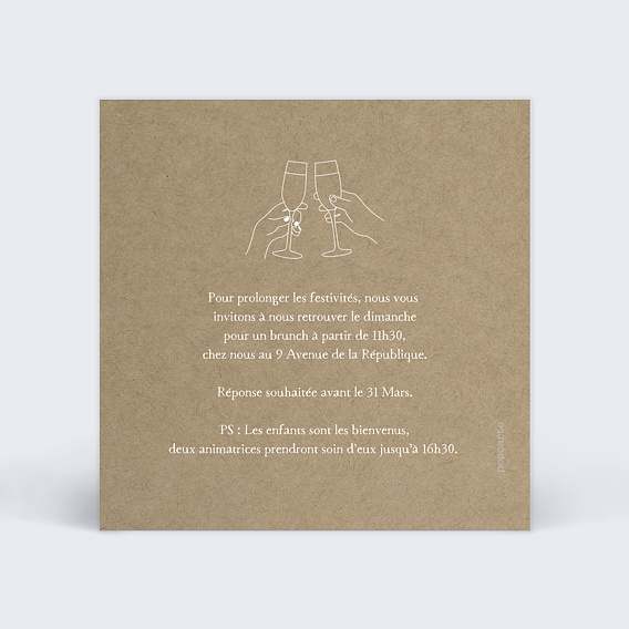 Cartes invitation mariage Bouquet Champêtre Verso